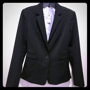 Express Notch Collar One Button Blazer -Black